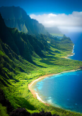 Digital illustration of a beach in Kauai, Hawaii