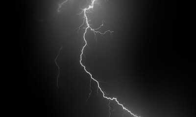 lightning effect on black background. Thunderbolt with rays of light. Thunderstorm natural...