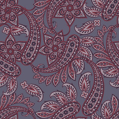 Paisley Floral oriental ethnic Pattern. Seamless Vector Ornament. Damask fabric patterns