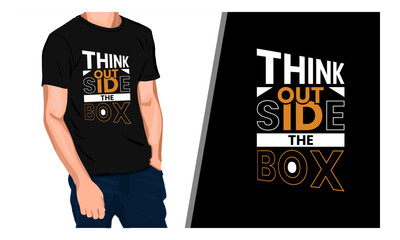 Think out Side The Box, motivational & Typography and shapes t shirt design