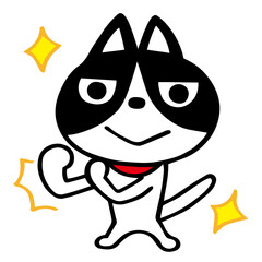 手描きのハチワレ猫　おまかせポーズ