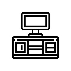 Art illustration symbol icon furniture logo household design sketch hand draw of tv television shelf