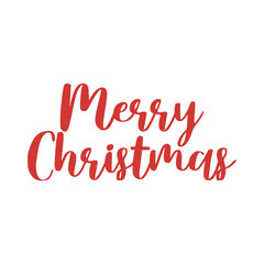 merry christmas red hand lettering inscription to winter holiday design, calligraphy vector illustration