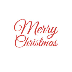 merry christmas red hand lettering inscription to winter holiday design, calligraphy vector illustration