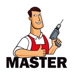 The master logo. A positive guy with a drill. An emblem for the construction business