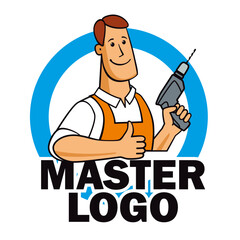 The master logo. A positive guy with a screwdriver. An emblem for the construction business