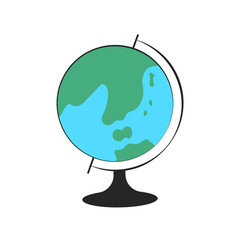School Globe isolated on white background for geography, travel, logistic, ecology, education. Vector illustration