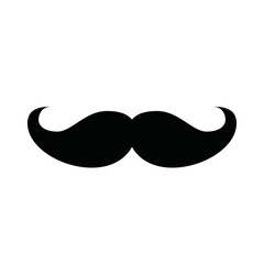 Silhouette mustache or moustache Icon Design. Black logo isolated on white background. Vector Illustration for website, pattern, design