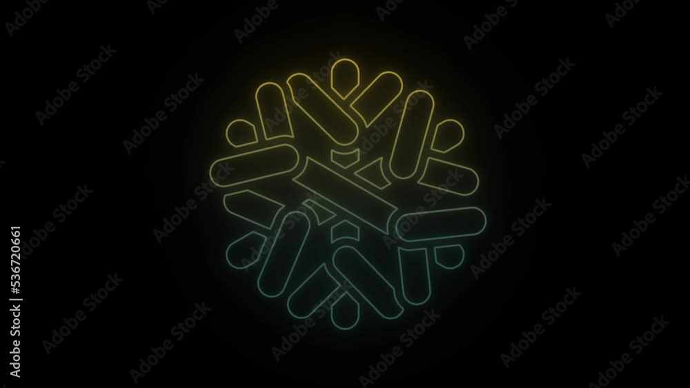 Poster glowing neon abstraction icon on black background. abstract painting by an artist. 4k video animatio