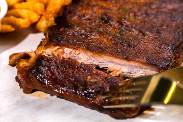Grilled Pork Ribs with Spicy Dipping Sauce and Vegetable Salad