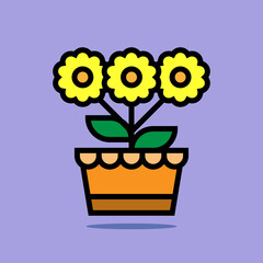 Art illustration symbol icon furniture logo household design of flower pot