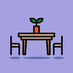 Art illustration symbol icon furniture logo household design of dining table