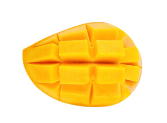 Sliced of mango isolated on white background. Top view