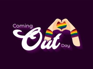 Coming out day. Hands with heart, love background.