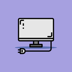 Art illustration symbol icon furniture logo household design sketch hand draw of television LCD