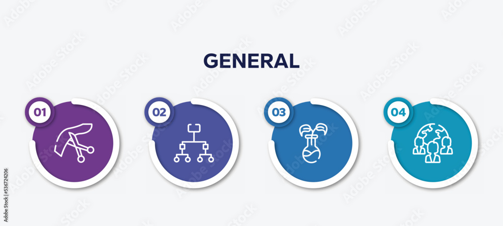 Poster infographic element template with general outline icons such as inauguration, information architectu