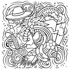 Ecuador hand drawn cartoon doodles illustration. Funny design.