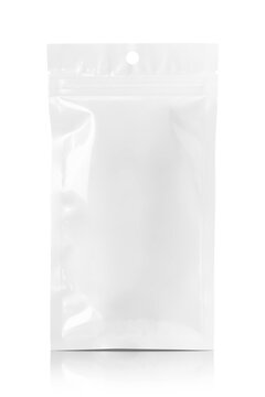 Blank packaging white plastic OPP zipper pouch for product design mockup