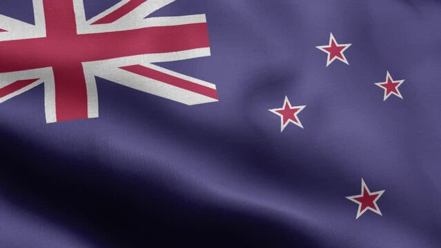 Flag Of New Zealand - New Zealand Flag High Detail - National flag New Zealand wave Pattern loopable Elements - Fabric texture and endless loop - Seamless loop - Highly Detailed Flag - The flag of