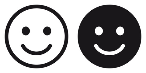 ofvs179 OutlineFilledVectorSign ofvs - smiley emoji happy icon . face emoticon . isolated transparent . black outline and filled version . AI 10 / EPS 10 . g11518