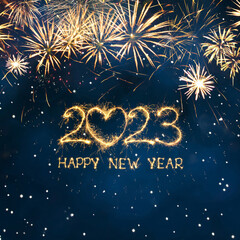 Greeting card Happy New Year 2023. - obrazy, fototapety, plakaty