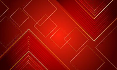 Fototapeta premium Geometric Red Background with Gold Highlights and Diagonal Shape Composition Abstract Vector