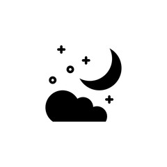 cloud icon and moon icon designed in solid style in night icon theme