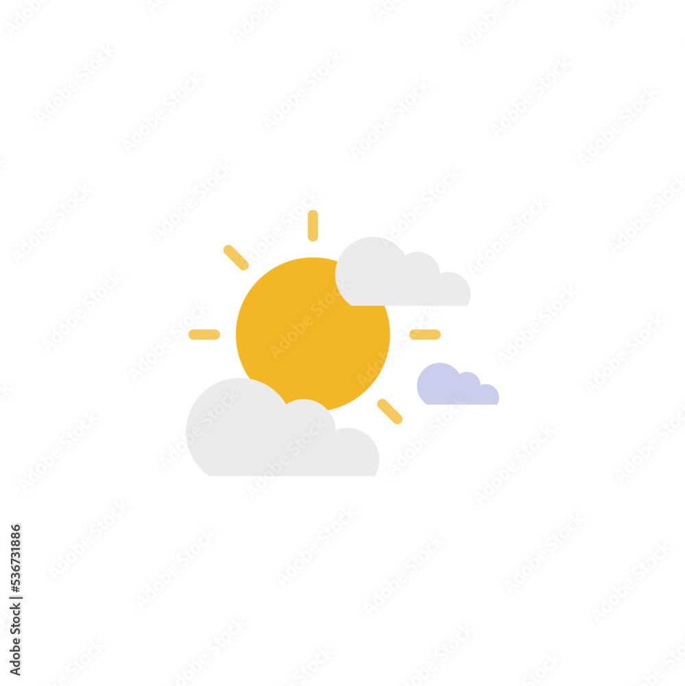 Wall mural sun icon decorated with cloud element icon designed in flat and colorful style in weather icon theme