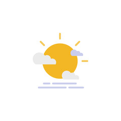 evening icon which is decorated with sunset icon and designed in colorful flat style in weather icon and season icon theme