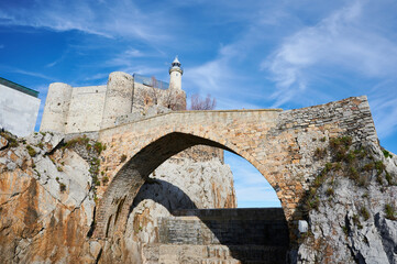 The lighthouse and mediaeval bridge in Castro Urdiales.