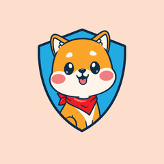 Cute dog logo symbol design illustration. Clean logo mark design. Illustration for personal or commercial business branding.