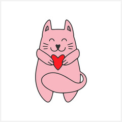 Doodle cat clip art. Hand drawn sticker. Sketch animal. Vector stock illustration. EPS 10