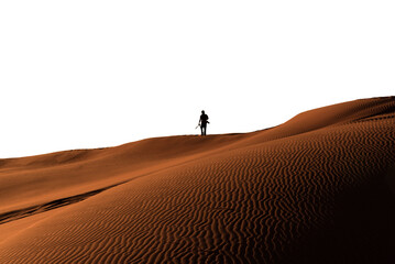 Fototapeta na wymiar person walking in the desert