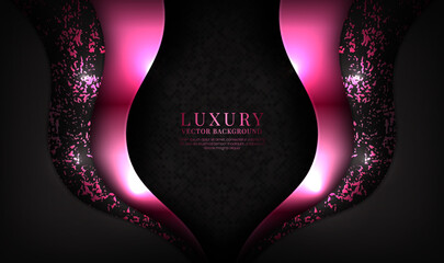 3D black pink luxury abstract background overlap layers on dark space with waves effect decoration. Graphic design element fluid style concept for banner, flyer, card, brochure cover, or landing page