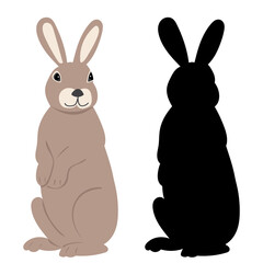 rabbit, hare on white background, isolated vector