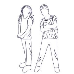 girls dancing sketch ,outline icon isolated vector