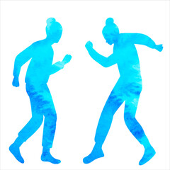 woman dancing watercolor silhouette isolated vector