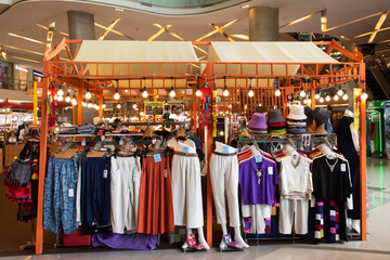 Thai entrepreneur sale garment clothes fashion goods and women wear and man clothing in event fair...