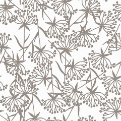 Seamless beige brown botanical pattern. Digitally hand painting floral background. Modern leaves design for fabric, wallpaper, surface.