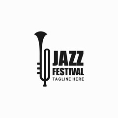 trumpet logo, jazz music festival logo - obrazy, fototapety, plakaty