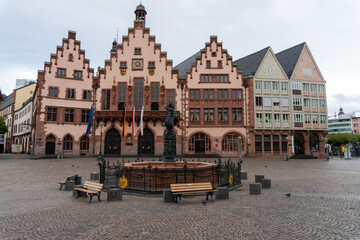 Fototapeta premium Frankfurter Romer houses, converted into the city hall of Frankfurt, typical German houses.