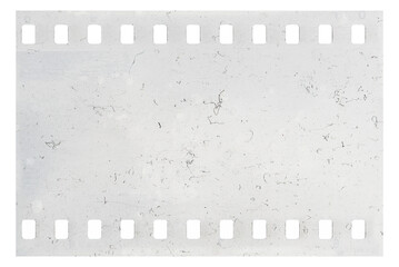 Strip of old celluloid film with dust and scratches on transparent background