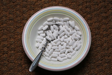 Plate with medicine pills