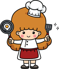 happy kid cooking chef vector illustration