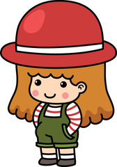 cute little kid girl illustration vector