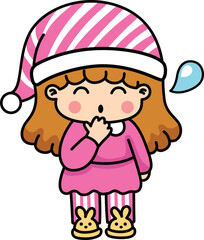 sleepy girl yawning vector illustration