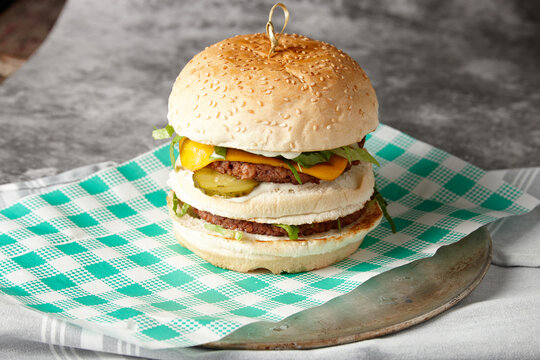 close up shot of a green mac burger
