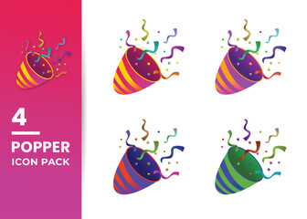 Confetti Party Popper Icon. Vector illustration for Celebrate, Birthday or Anniversary isolated on white background