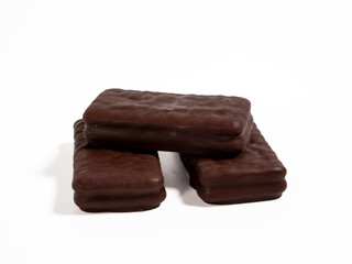 Chocolate bar on a white background. Black chocolate.