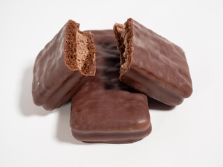 Chocolate bar on a white background. Black chocolate.